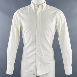 SAULT Size S White Cotton One Pocket Long Sleeve Shirt